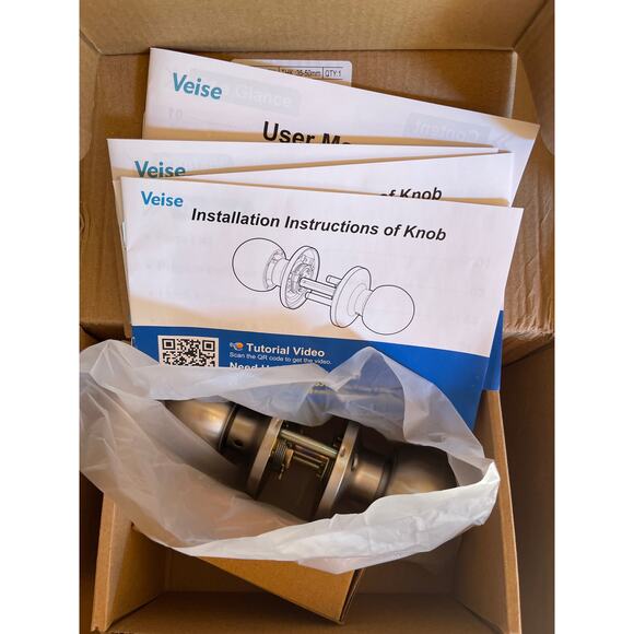 New Veise Satin Nickel Keyless Entry Deadbolt Door Lock with 2 Knobs - Picture 7 of 9